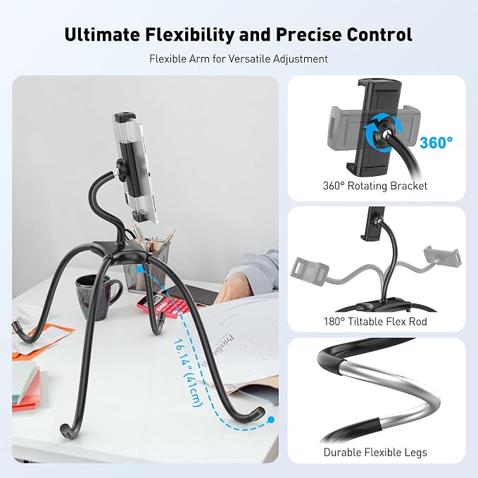 AboveTEK iPad Holder for Bed, Adjustable Tablet Bed Stand Mount, 360° - Image 2
