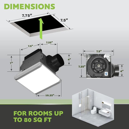 Homewerks 7146-80-MS Bathroom Fan Integrated Dimmable LED Light Humidity Sensor - Image 5