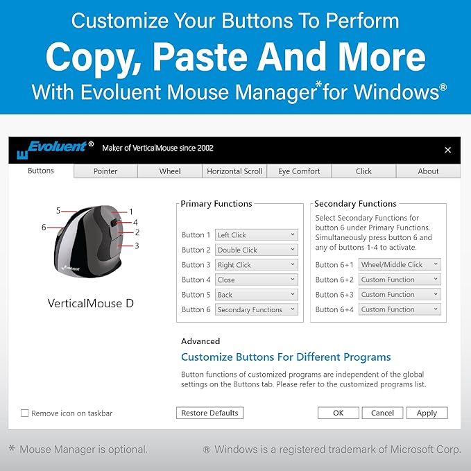 Evoluent – Inventor of the Vertical Mouse – VM4RW Ergonomic Vertical Mouse - Image 7