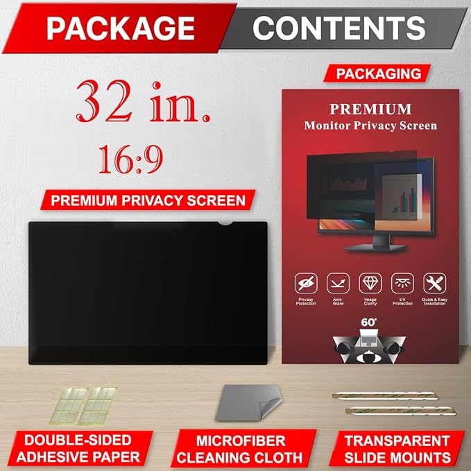 32 Inch Privacy Screen Filter for Widescreen 16:9 Monitor | Privacy Shield | - Image 7