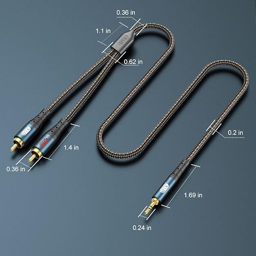 EMK 3.5mm to 2RCA Cable 24K Gold-Plated Nylon Braided RCA to Auxiliary Stereo - Image 7