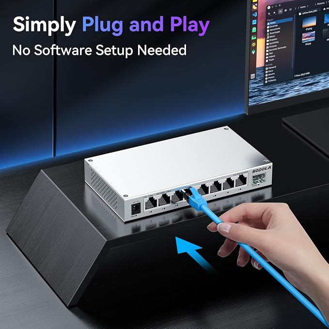 SODOLA 8-Port 2.5Gb Switch Unmanaged, 8 x 2.5GBASE-T Ports, 1X10G SFP+ - Image 7
