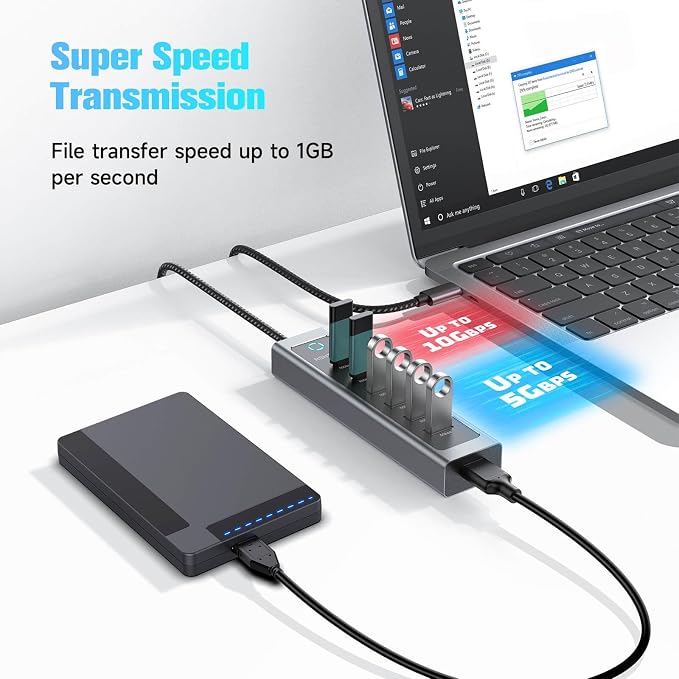 RSHTECH 7-Port USB C Hub Splitter 10Gbps - Image 3