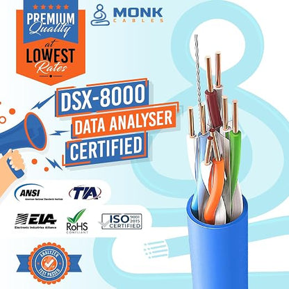 MONK CABLES | CAT6 Plenum Cable 1000ft | UTP, 550MHz | DSX-8000 Certified | - Image 3