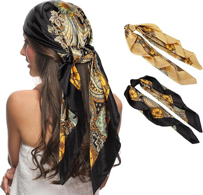 Senker Fashion 35" Head Scarf for Women, Pirate Costume Accessories Silk Red by SenkerFashion
