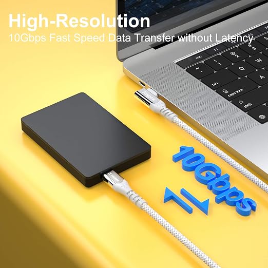 Fasgear 100W USB C to Type C 90 Degree Cable 10ft, USB 3.1 Gen 2 10Gbps Data 5A - Image 2
