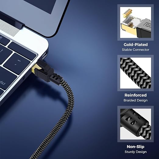 Cat 8 Ethernet Cable 5FT, High-Speed Braided Internet Cable Network Cord - Image 4
