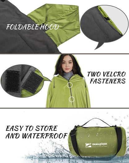 DUKUSEEK Waterproof Blanket Outdoor, Hooded Blanket Poncho - Image 2