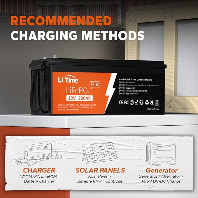 Litime 12V 200Ah Plus Lithium LiFePO4 Battery, Built-in 200A BMS, 4000+ Deep - Image 8