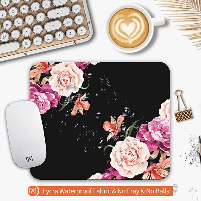 Square Mouse Pad Pretty Peony Flower, Personalized Premium-Textured Custom - Image 3