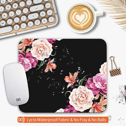 Square Mouse Pad Pretty Peony Flower, Personalized Premium-Textured Custom - Image 3