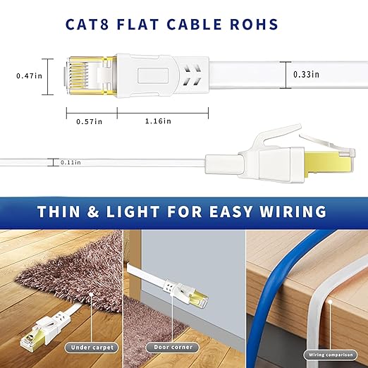 Cat8 Ethernet Cable 50FT, High Speed Outdoor&Indoor Cat8 LAN Network Cable - Image 3