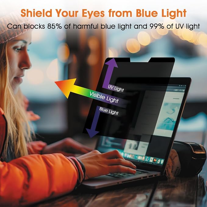 Magnetic Laptop Privacy Screen 13.3 Inch 16:9- Removable Anti-Glare Blue Light - Image 5