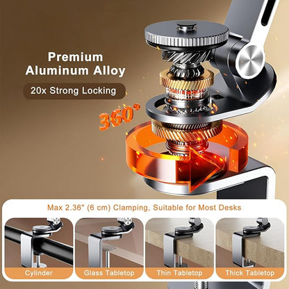 iPad Mount for Desk Aluminum Alloy Tablet Stand Foldable Overhead Arm Holder - Image 5