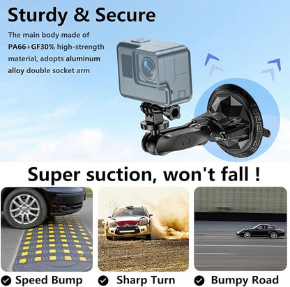Camera Suction Cup Mount with Ball Head Magic Arm, Twist-Lock Composite Suction - Image 3