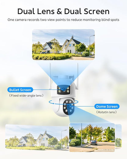 Dual Lens Security Cameras Wireless Outdoor, 2K Full HD Video, 360° View - Image 2