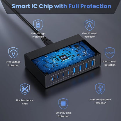 200W USB C Charger Block, 8-in-1 GaN III USB C Charger Fast Charging Station Hub - Image 8