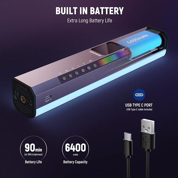 NEEWER RGB LED Video Light Stick, Touch Bar&APP Control, Magnetic Handheld - Image 7
