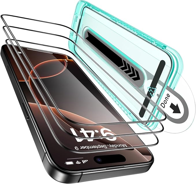 ESR 3 Pack for iPhone 16 Pro Screen Protector, Tempered Glass Film by ESR