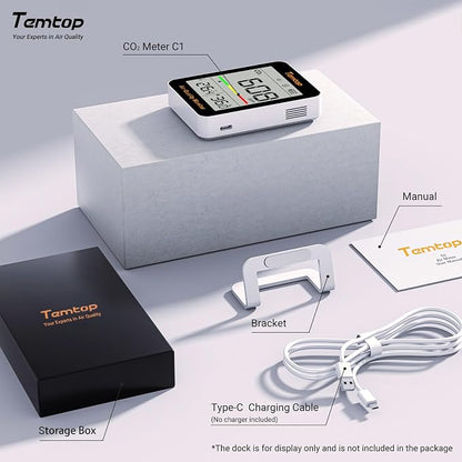 Temtop C1 Dual Pack CO2 Monitor Indoor Air Quality Monitor Portable CO2 Meter - Image 8