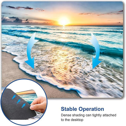 Mouse Pad, Beach Mouse Mat, Square Waterproof Non-Slip Rubber Base Computer - Image 6