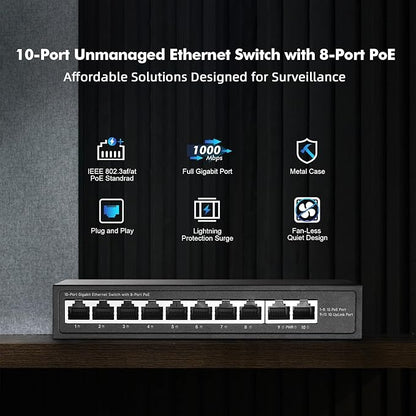 YuLinca 10 Port Mini Gigabit PoE Switch - Image 2