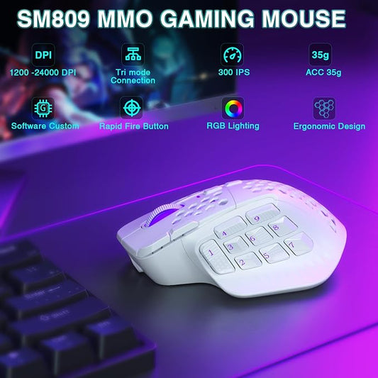 SM809 Pro Wireless MMO Gaming Mouse - Image 2