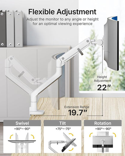 monTEK Heavy-Duty Monitor Arm for 17-57" Ultrawide Curved Screen, Supports up - Image 4