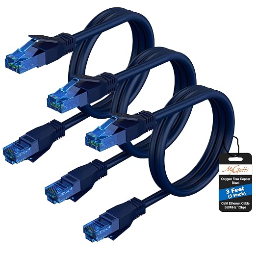 Cat6 Ethernet Cable 3 FT, Snagless Short Cat 6 Patch Cord, RJ45 Pure Copper by Mygatti