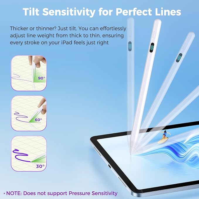 iPad Pencil with Magnetic&5 Extra Tips, USB-C Faster Charge, Stylus Pen - Image 4