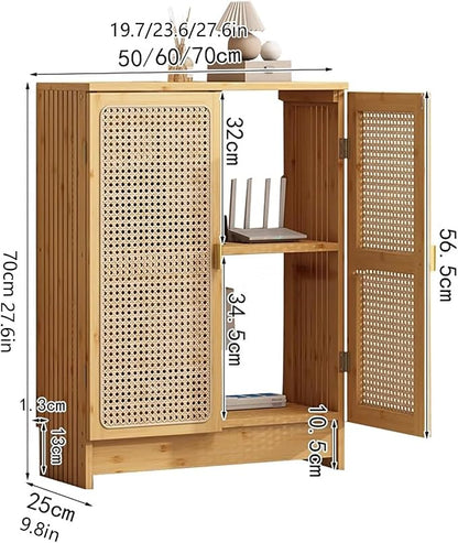 Rattan WiFi Router Storage Cabinet, Router Storage Box, Bamboo Accent Floor - Image 2