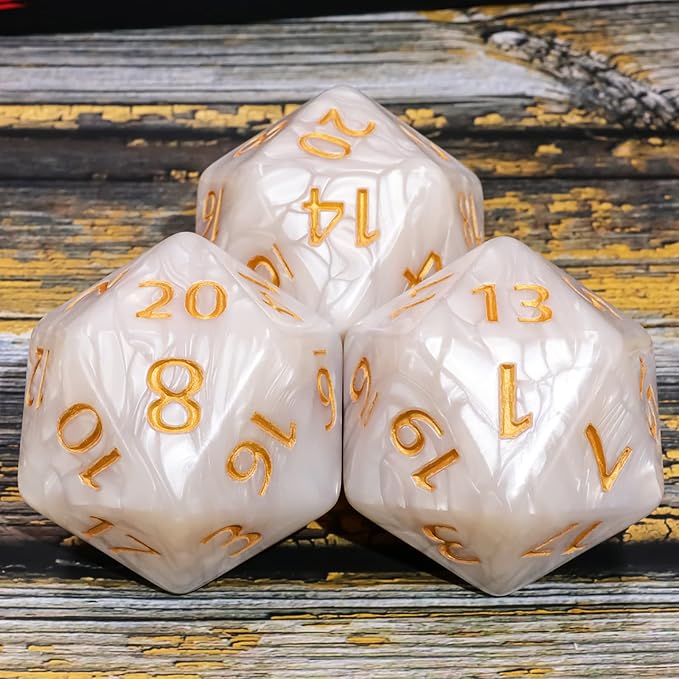 20 Sided DND Dice, D20 Giant Polyhedral Dice, 55mm Titan Large Pearl Color D20 - Image 7