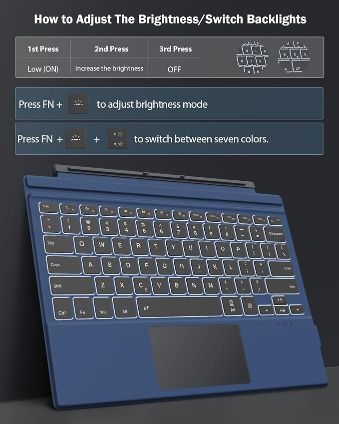 MoKo Type Cover Fit Microsoft Surface Pro 7 Plus/Pro 7/ Pro 6/ Pro 5/Pro 4/3 - Image 4