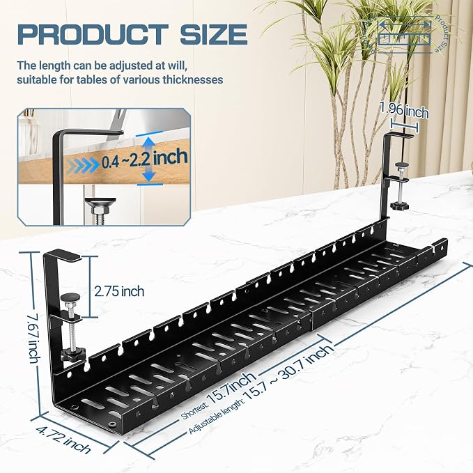 Shikha Under Desk Cable Tray, 15.7"-30.7" Retractable Under Desk Cable - Image 3