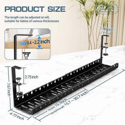 Shikha Under Desk Cable Tray, 15.7"-30.7" Retractable Under Desk Cable - Image 3