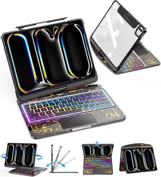 SIBEITU Keyboard Case for iPad Pro 11 Inch M5 2025 /M4 2024, 7-Color Backlight by SIBEITU