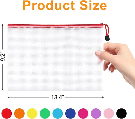 100Pack Mesh Zipper Pouch Bags, Waterproof A4 Letter Size Document Zipper - Image 2
