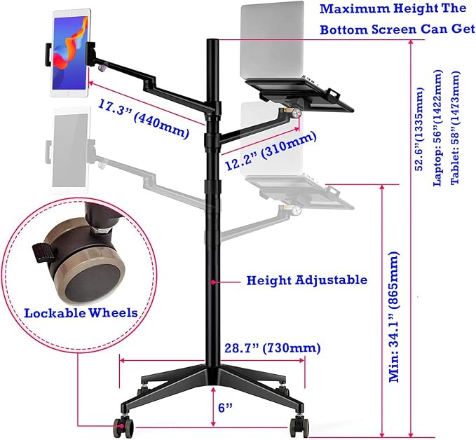 Triple arm Height Adjustable Stand Mount - Image 2