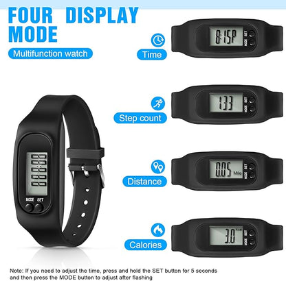 Silicone Fitness Tracker Watch 3 Pcs Walking Running Pedometer Calorie Burning - Image 4