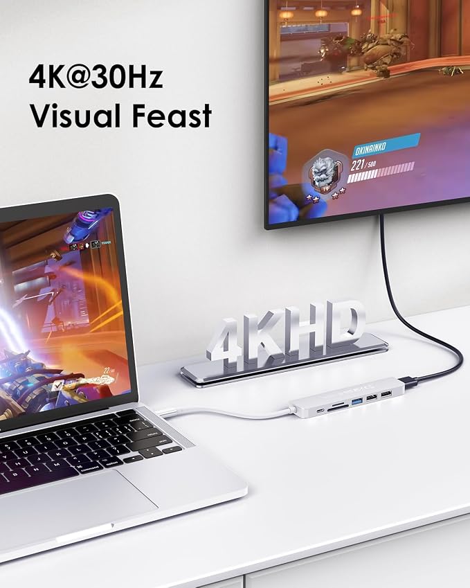 LENTION USB C Hub with 100W Charging, 4K HDMI, Dual Card Reader, USB 3.0 & 2.0 - Image 2