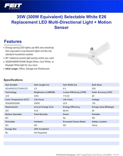 Feit Electric LED Garage Light, E26 Base, 000-Hour Lifetime - Image 2