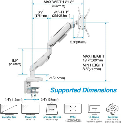 AVLT RGB Lights Single 17”-49” Gaming Monitor Arm Desk Mount, Fits One - Image 4