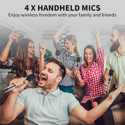 Wireless Microphone System, 4-Channel UHF Wireless Mic, Fixed Frequency Metal - Image 8