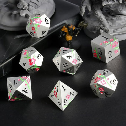 Metal DND Dice, DNDND 7 PCS Glow in The Dark Metallic D&D Dice Set - Image 7