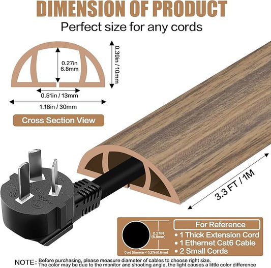 Floor Cord Cover Self Adhesive Cord Hider, 3.3FT Cable Management, Extension - Image 2