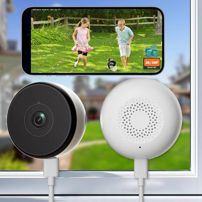 2K Indoor Dome Window Security Camera, 5G & 2.4GHz Dual Band WiFi Camera by Volmees