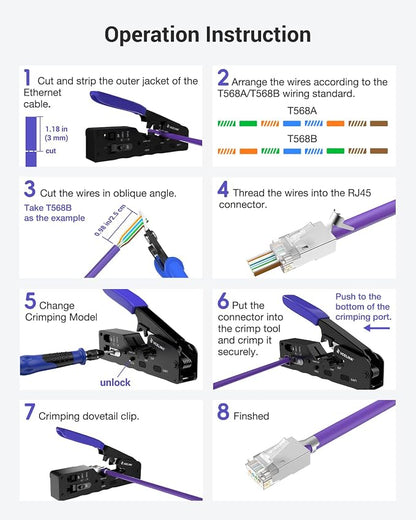 VCELINK RJ45 Crimp Tool, All-In-One Ethernet Pass Through Crimper - Image 5