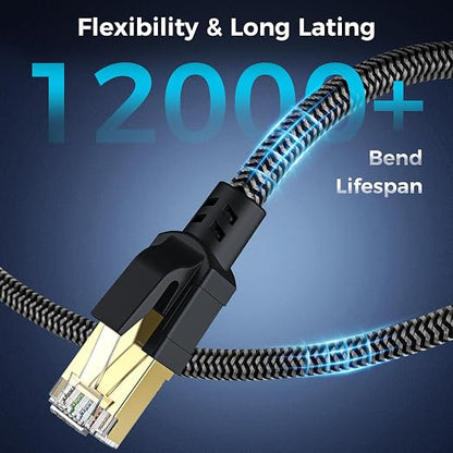 Cat 8 Ethernet Cable 95FT, High-Speed Braided Internet Cable Network Cord - Image 6