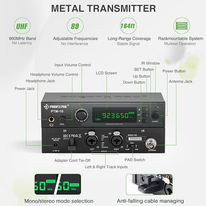 Phenyx Pro Wireless in Ear Monitor System, True Stereo UHF IEM, in Ear Monitors - Image 2