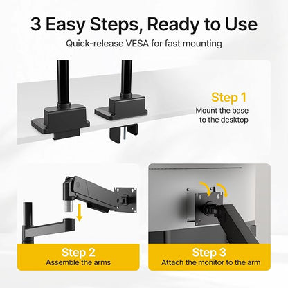 monTEK Dual Monitor Mount Tall Monitor arms - Image 5
